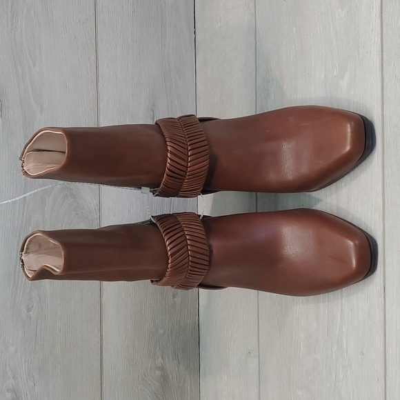 AD & DAUGHTERS Womens Anthropologie Mid Calf Heels Leather Booties shoes sz 6.5 - Picture 3 of 16